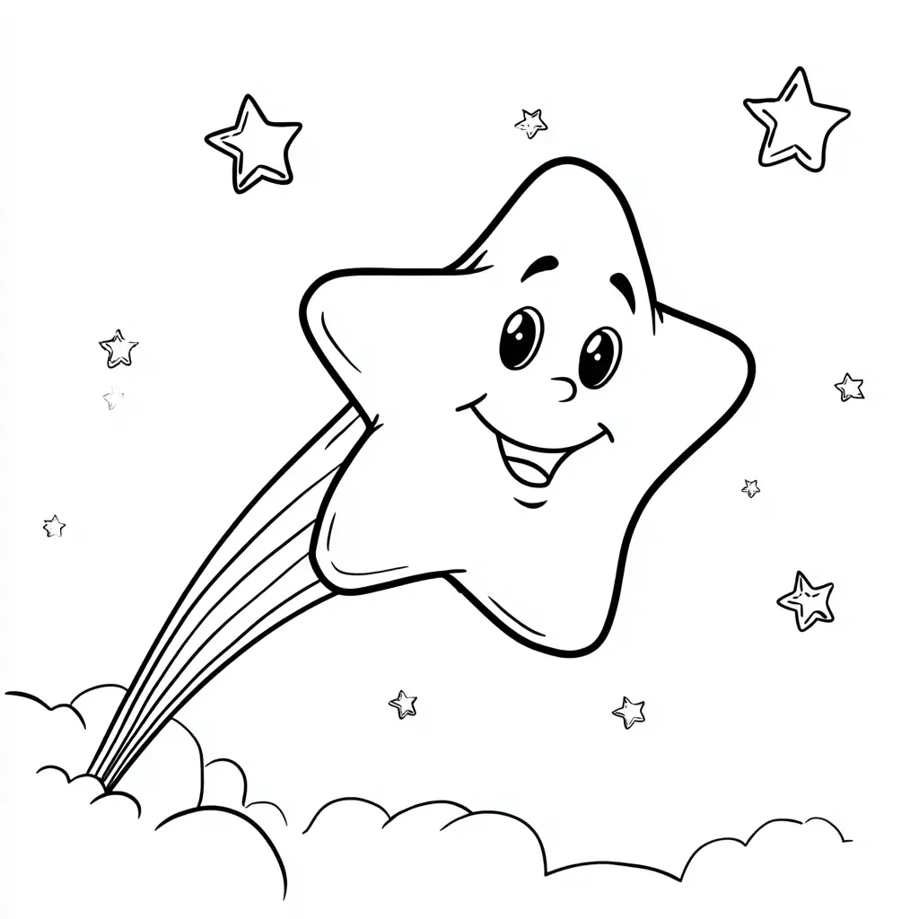 Dibujo de estrella fugaz en el cielo para colorear Dibujo de estrella fugaz en el cielo para colorear