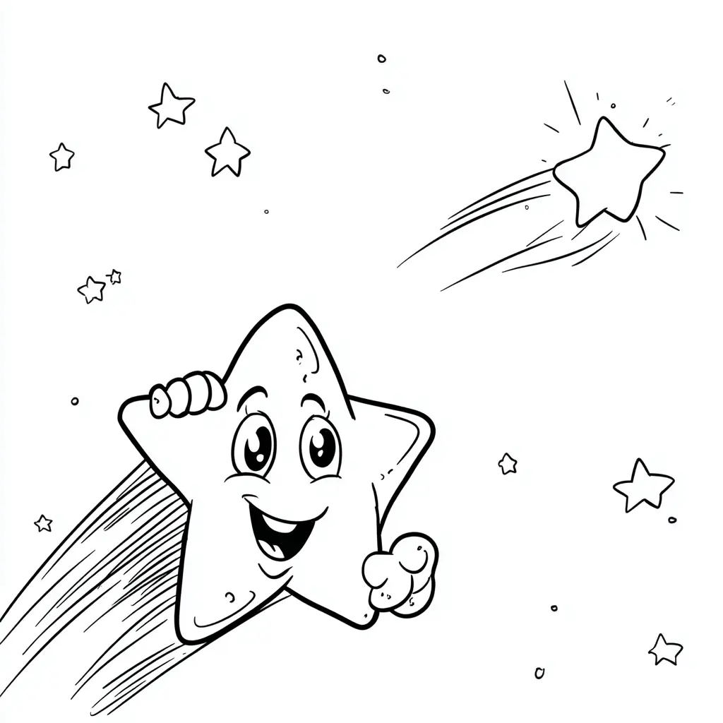 Dibujo de estrella veloz kawaii para colorear Dibujo de estrella veloz kawaii para colorear