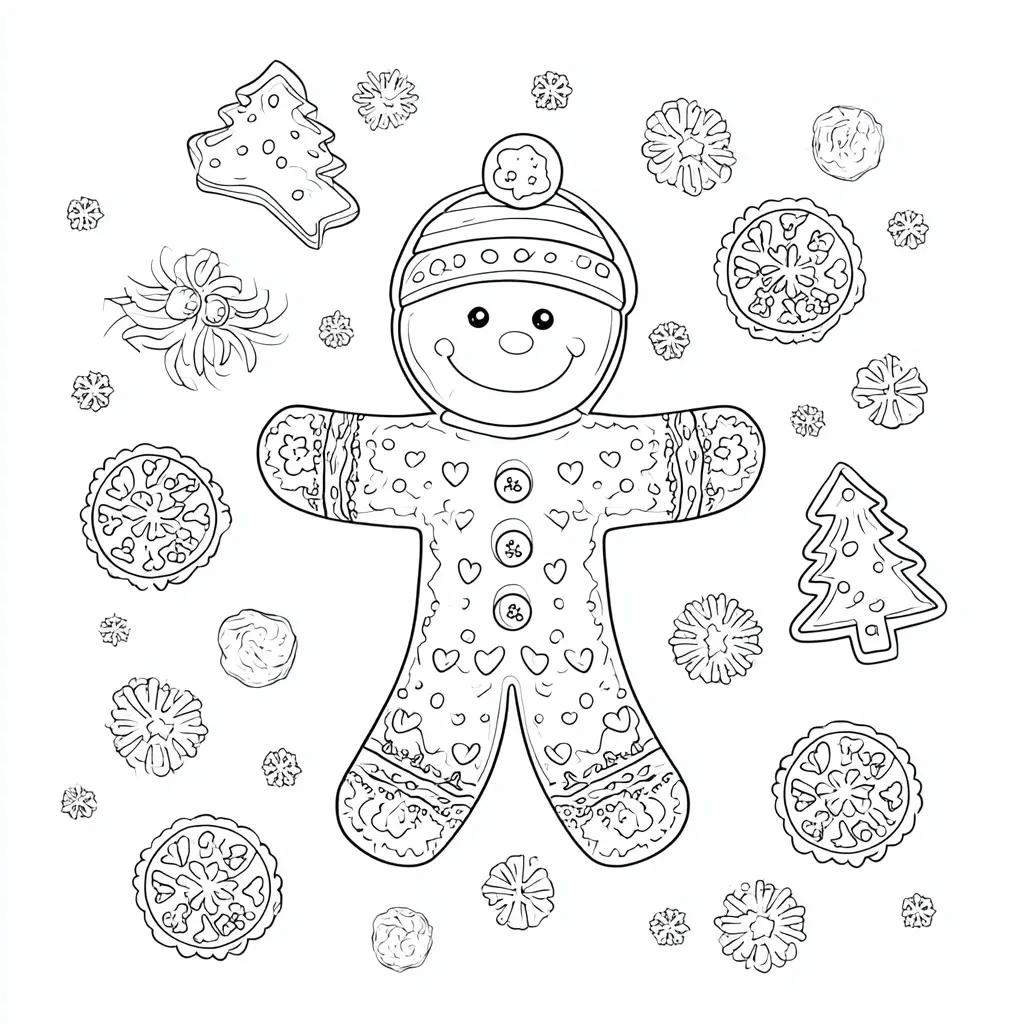Dibujo de sorpresas de jengibre en Navidad para colorear Dibujo de sorpresas de jengibre en Navidad para colorear