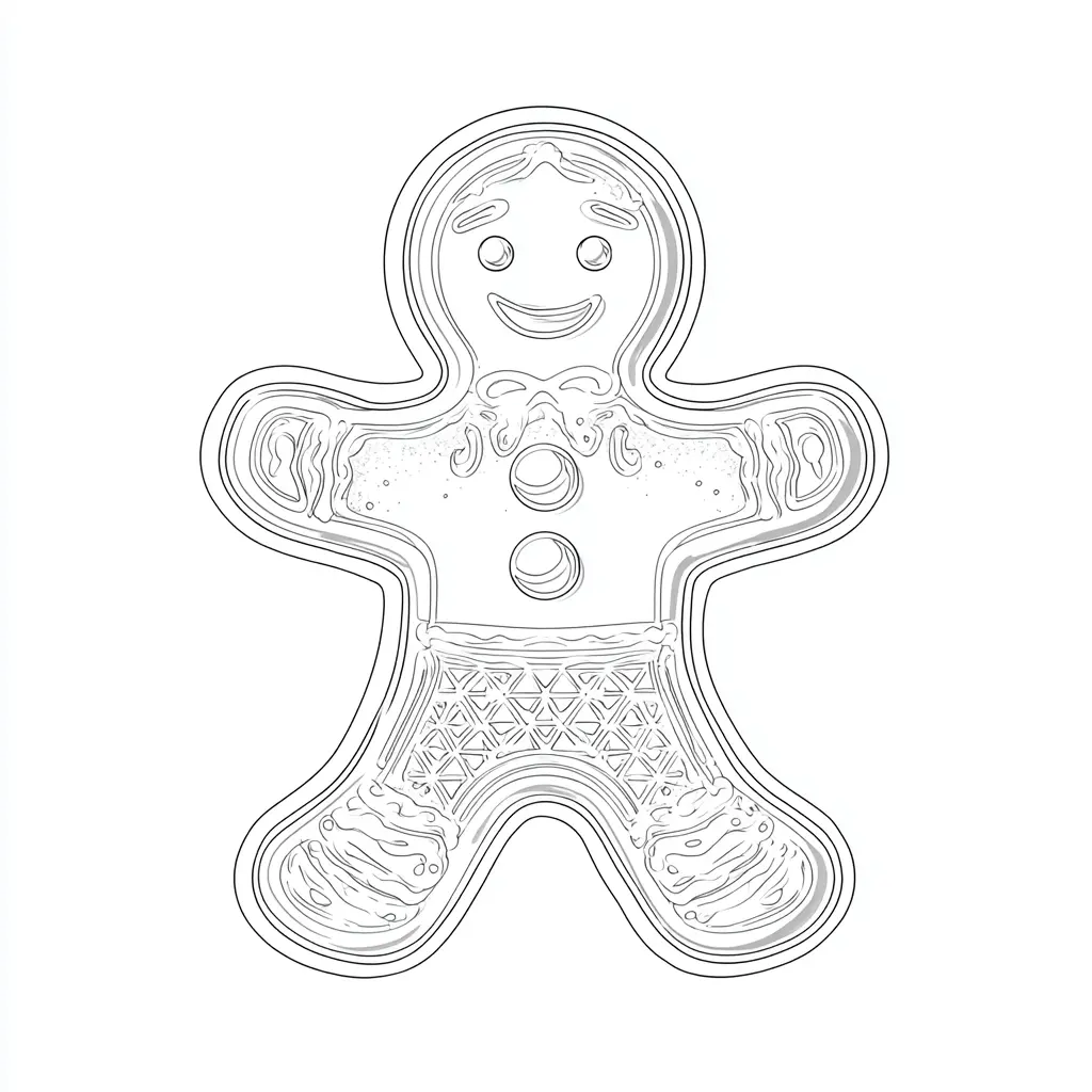 Dibujo de muñeco de jengibre sonriente para colorear Dibujo de muñeco de jengibre sonriente para colorear