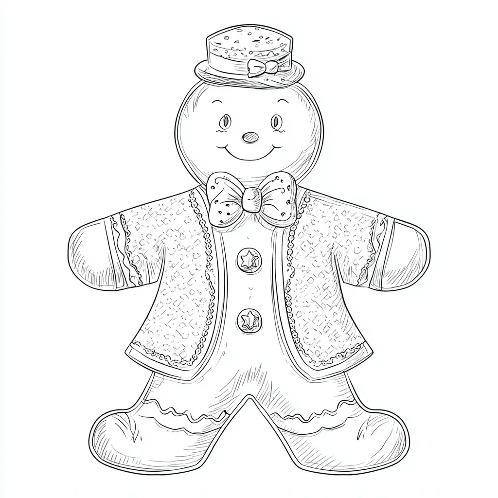 Dibujo de muñeco de jengibre festivo para colorear Dibujo de muñeco de jengibre festivo para colorear