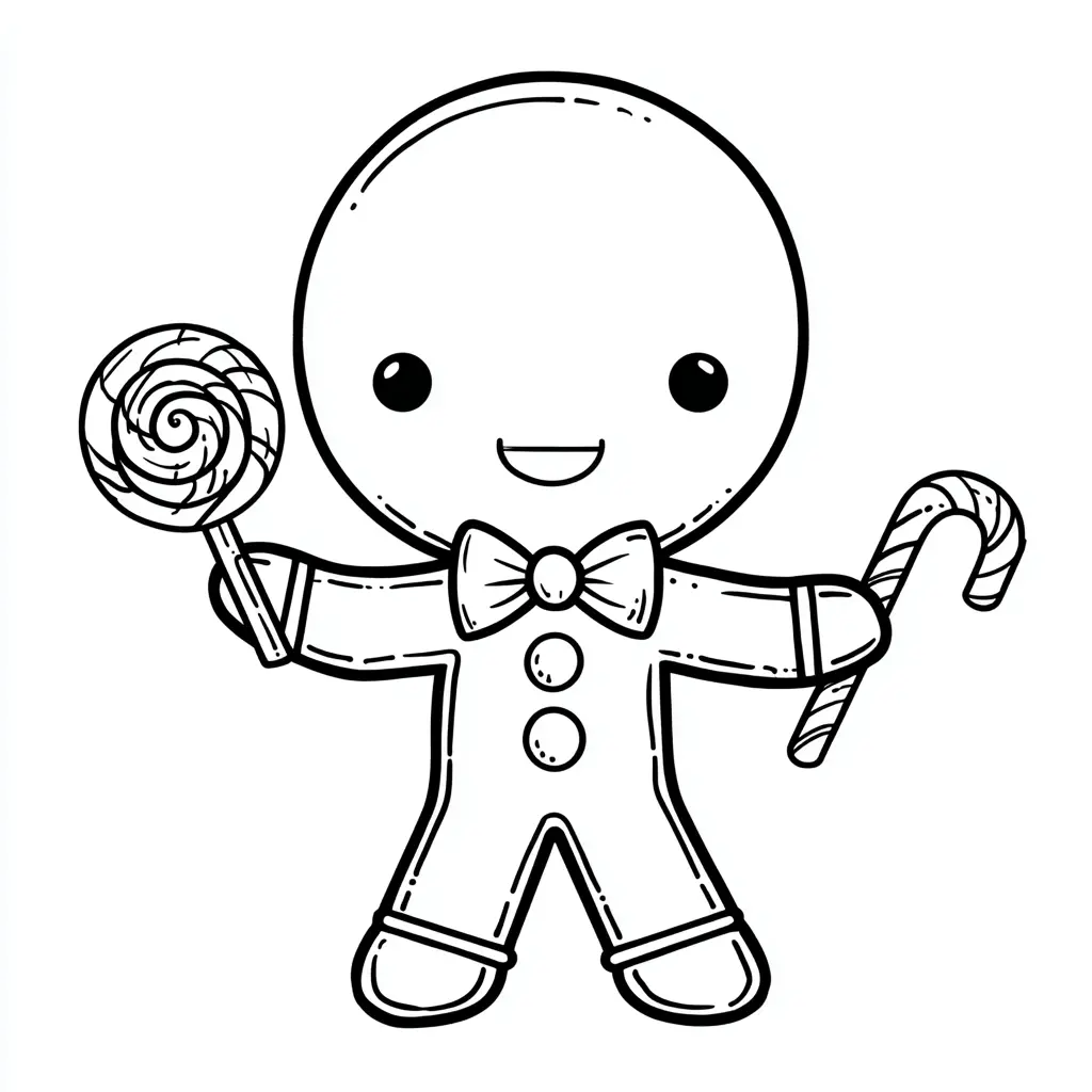 Dibujo de la galleta con bastón de caramelo para colorear Dibujo de la galleta con bastón de caramelo para colorear
