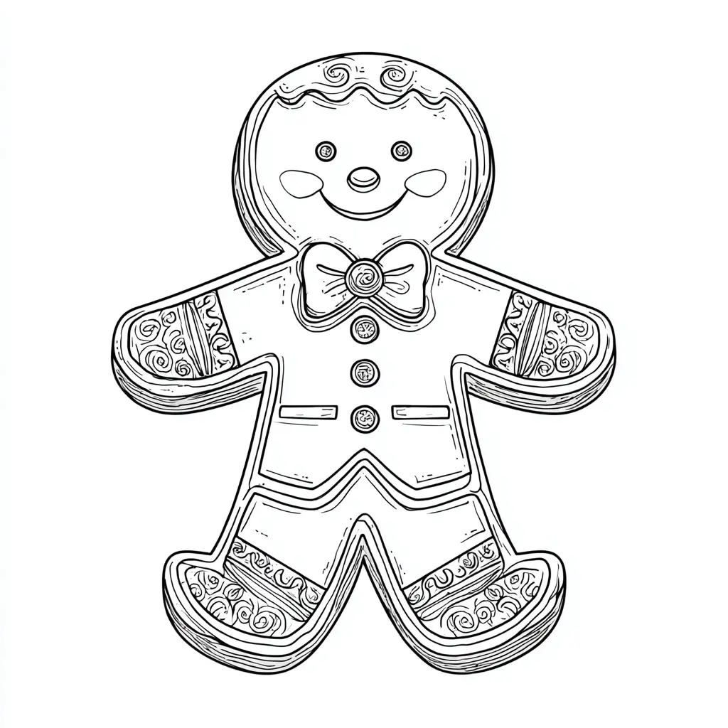 Dibujo de galleta de jengibre con detalles para colorear Dibujo de galleta de jengibre con detalles para colorear