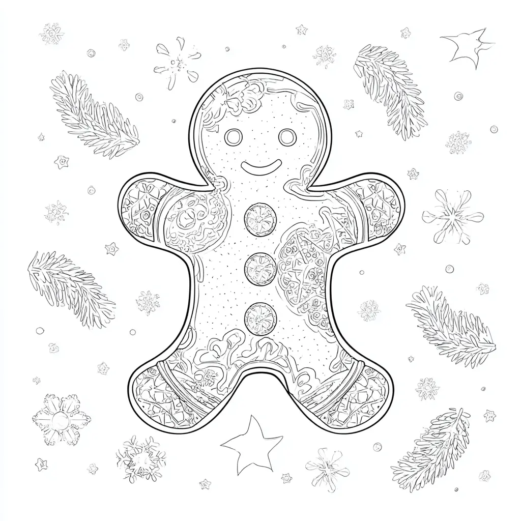 Dibujo de galleta de jengibre navideña para colorear Dibujo de galleta de jengibre navideña para colorear