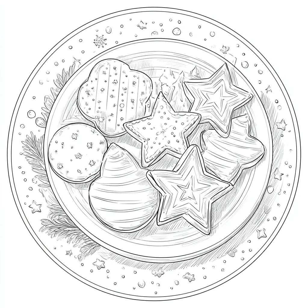 Dibujo de plato con galletas de jengibre para colorear Dibujo de plato con galletas de jengibre para colorear