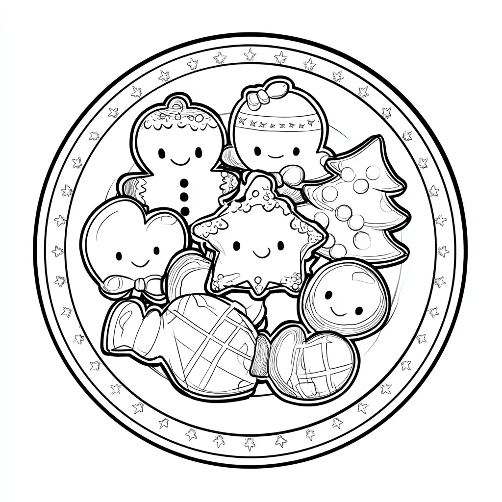 Dibujo de galletas de jengibre navideñas para colorear Dibujo de galletas de jengibre navideñas para colorear