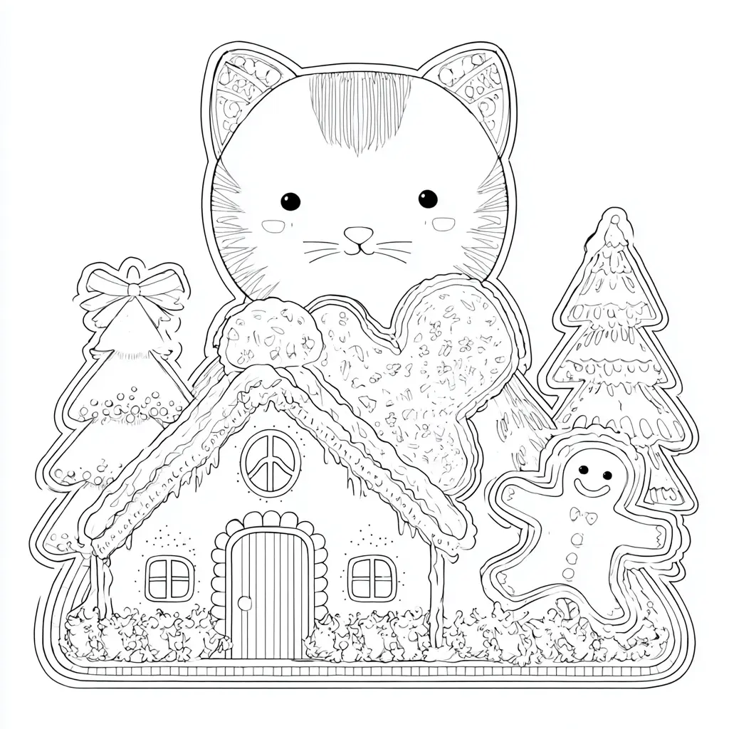 Dibujo de casita de jengibre navideña para colorear Dibujo de casita de jengibre navideña para colorear