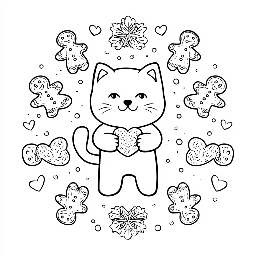 Dibujo de el gatito goloso con galletas para colorear Dibujo de el gatito goloso con galletas para colorear