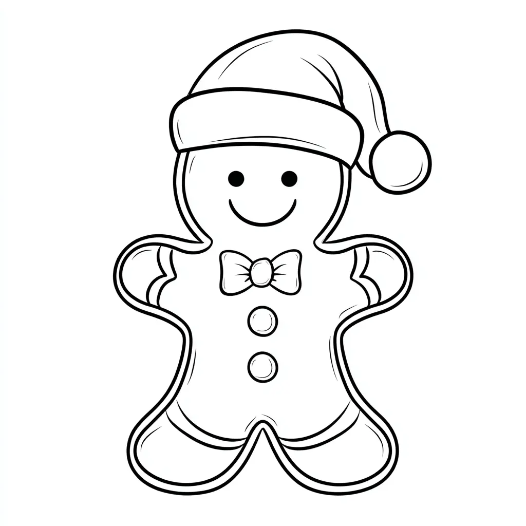 Dibujo de bonita galleta navideña de jengibre para colorear Dibujo de bonita galleta navideña de jengibre para colorear