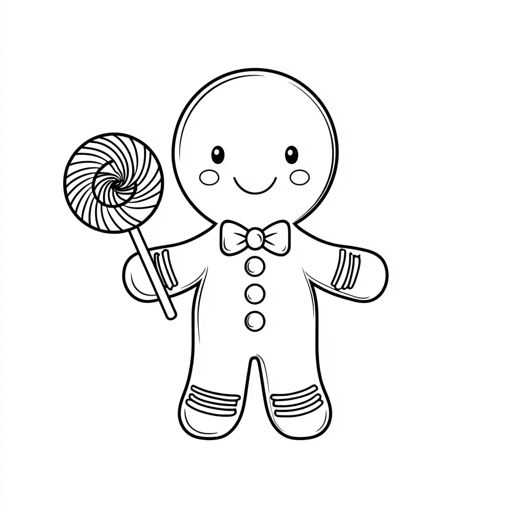 Dibujo de galleta de jengibre con caramelo para colorear Dibujo de galleta de jengibre con caramelo para colorear