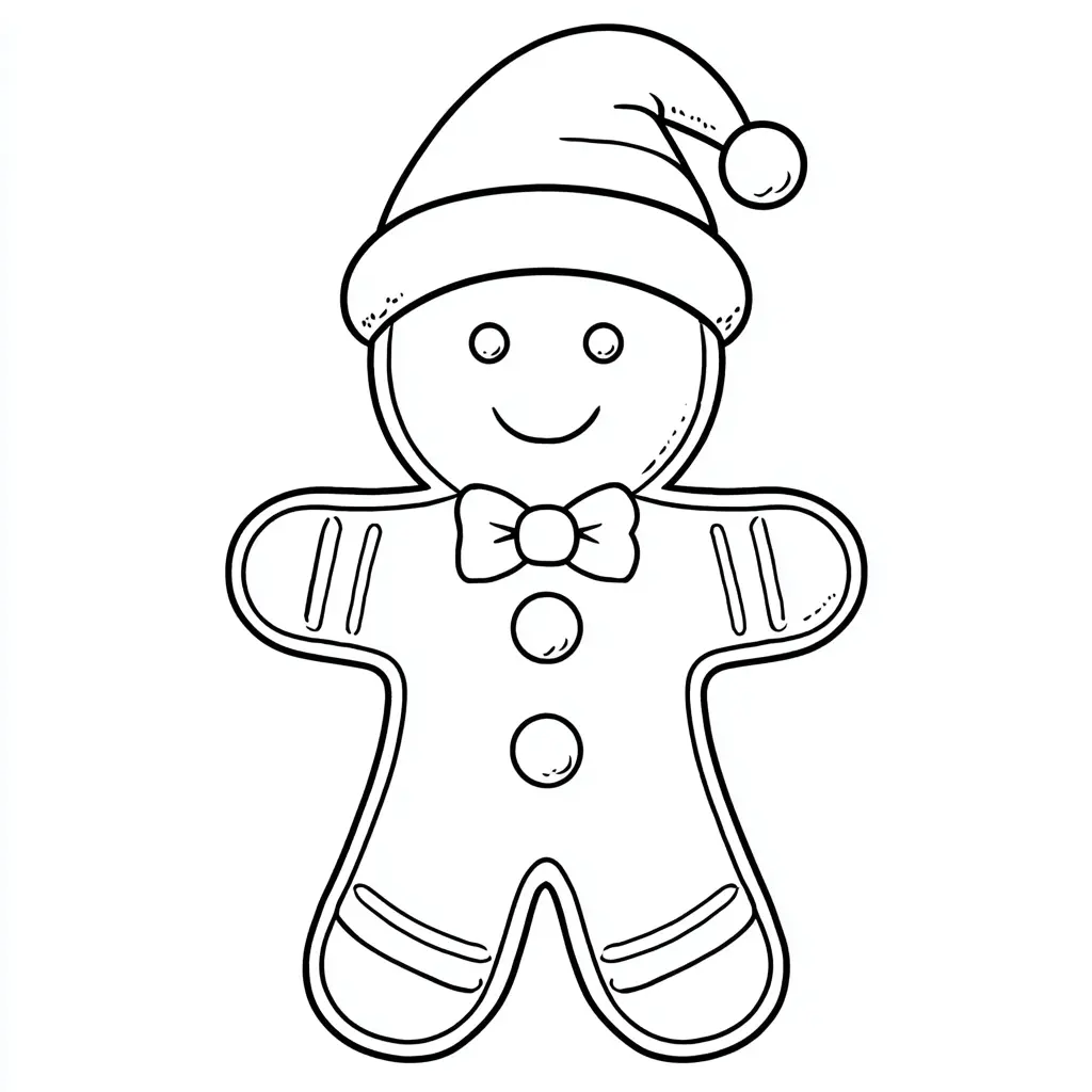 Dibujo de jengibre con sombrero navideño para colorear