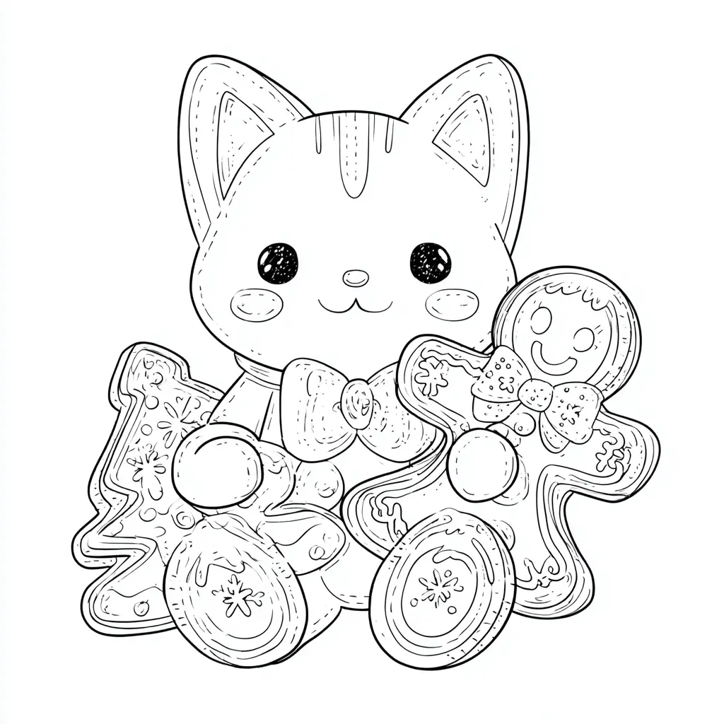 Dibujo de el gato y las galletas de jengibre para colorear Dibujo de el gato y las galletas de jengibre para colorear