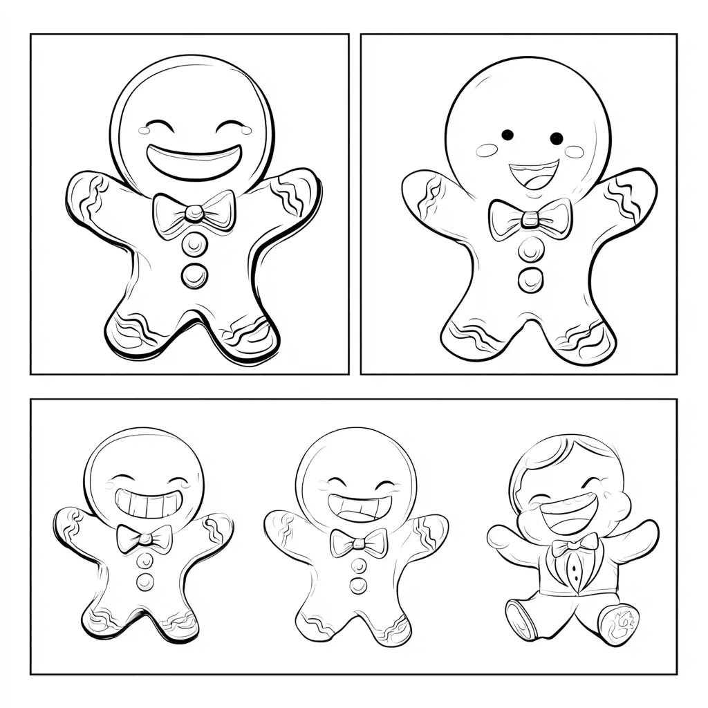 Dibujo de galletitas navideñas sonrientes para colorear Dibujo de galletitas navideñas sonrientes para colorear