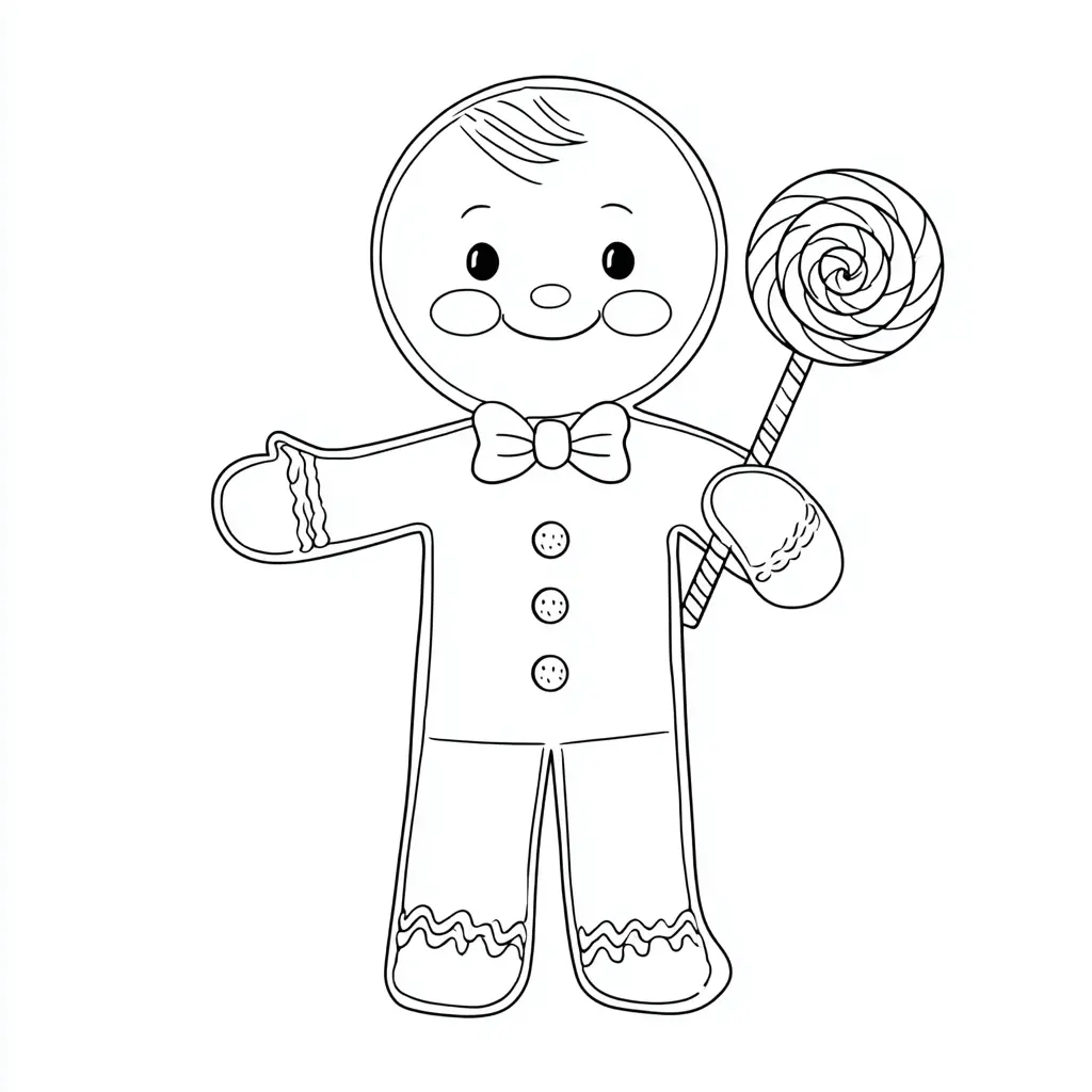Dibujo de hombre de jengibre con caramelo para colorear Dibujo de hombre de jengibre con caramelo para colorear