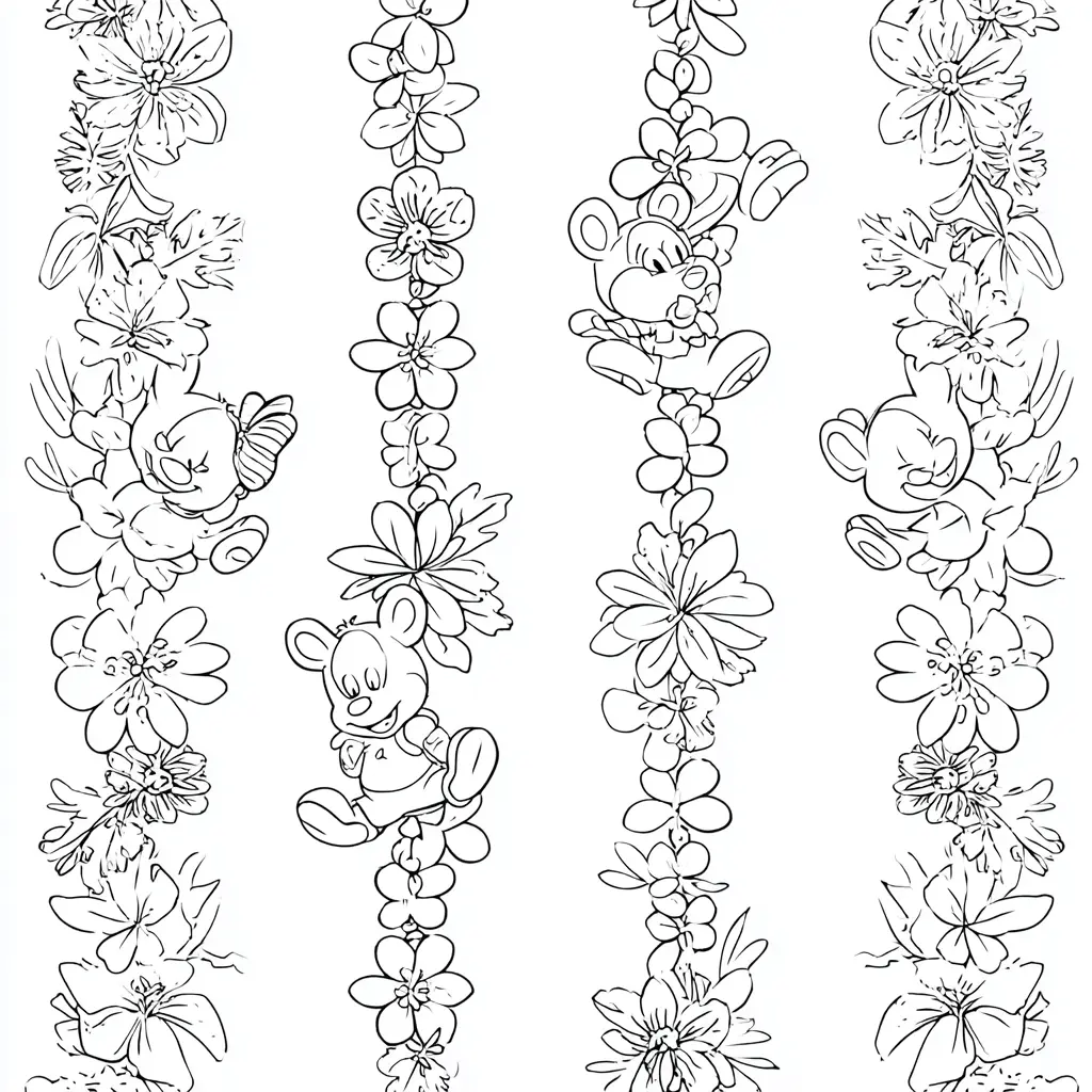Dibujo de guirnaldas florales de cuento para colorear Dibujo de guirnaldas florales de cuento para colorear