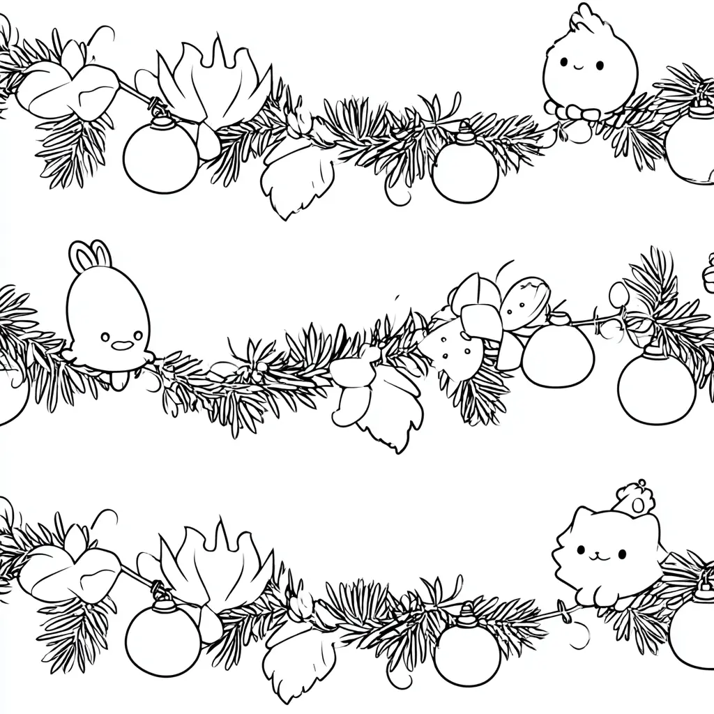 Dibujo de guirnaldas kawaii fáciles para colorear Dibujo de guirnaldas kawaii fáciles para colorear