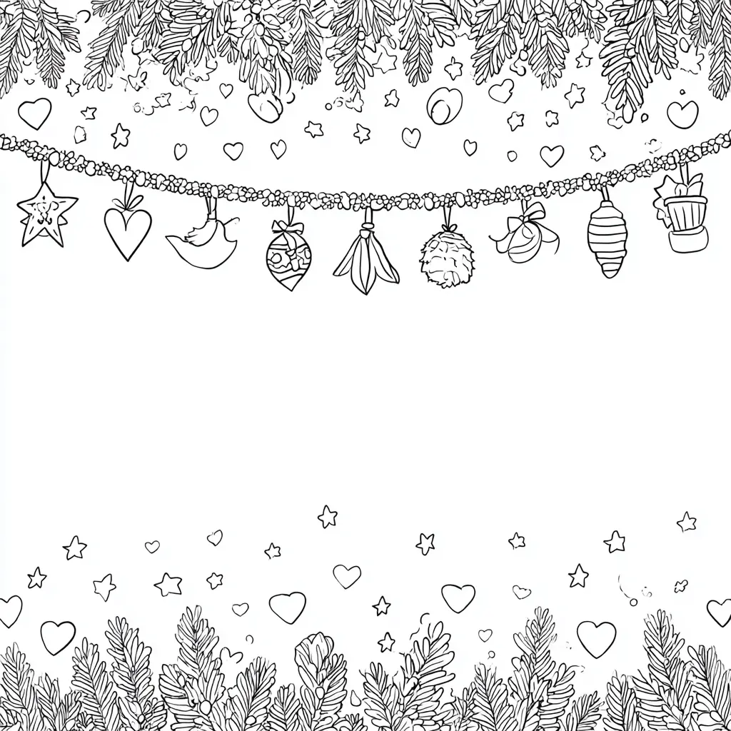 Dibujo de guirnalda decorativa navideña para colorear Dibujo de guirnalda decorativa navideña para colorear