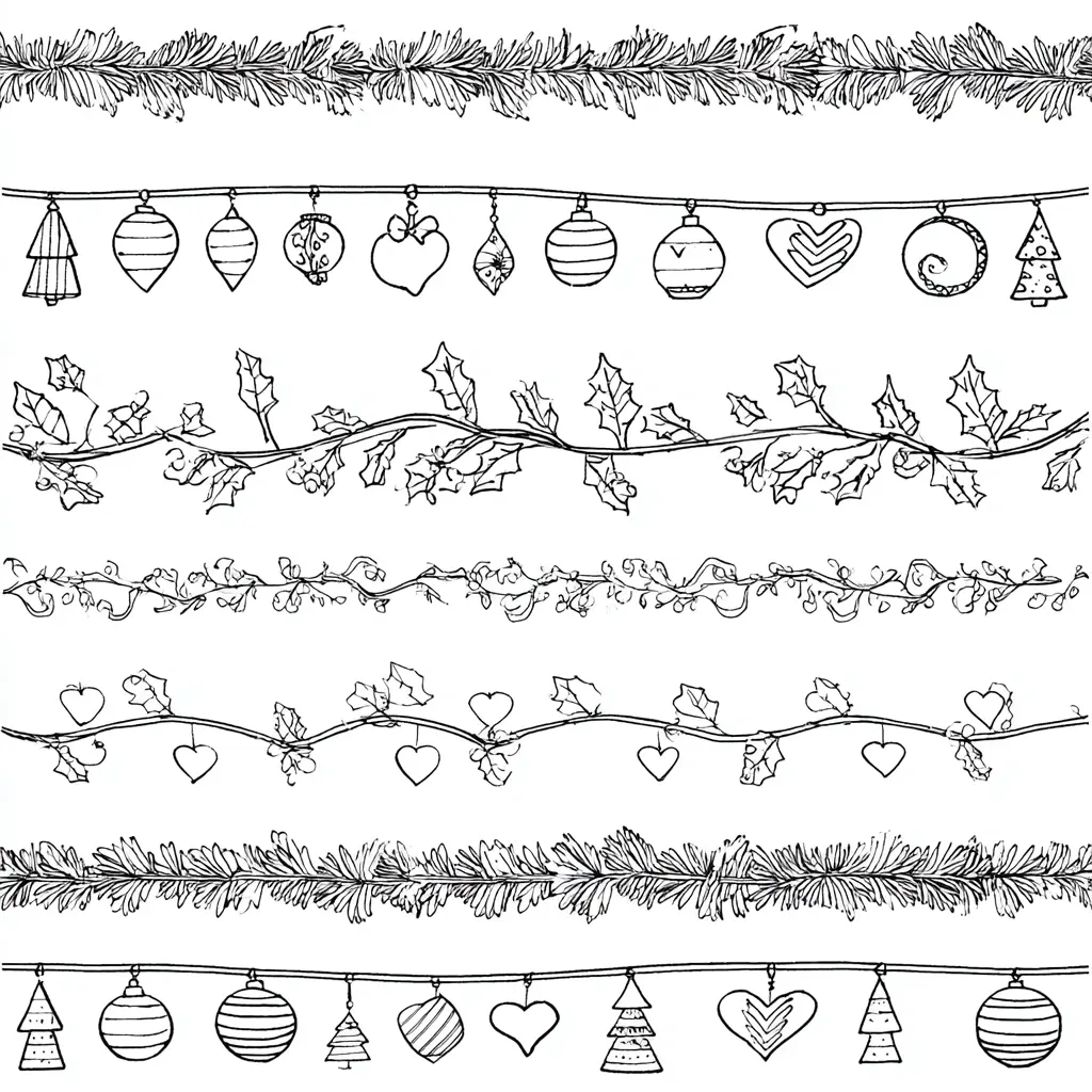 Dibujo de guirnaldas de diferentes estilos para colorear Dibujo de guirnaldas de diferentes estilos para colorear