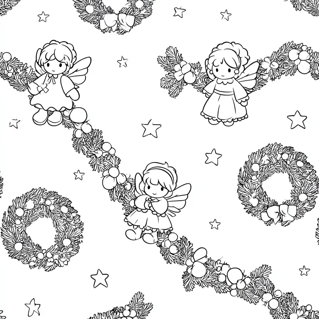 Dibujo de guirnaldas y coronas navideñas para colorear Dibujo de guirnaldas y coronas navideñas para colorear