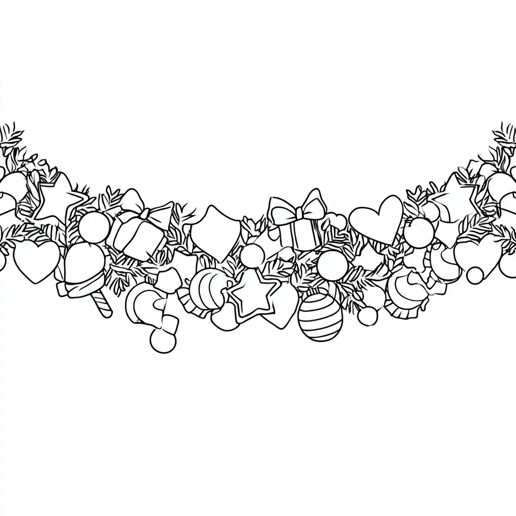 Dibujo de guirnalda navideña decorativa para colorear Dibujo de guirnalda navideña decorativa para colorear