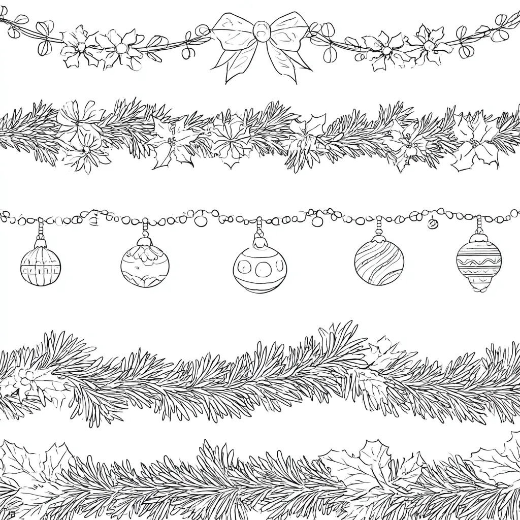 Dibujo de guirnaldas navideñas variadas para colorear Dibujo de guirnaldas navideñas variadas para colorear