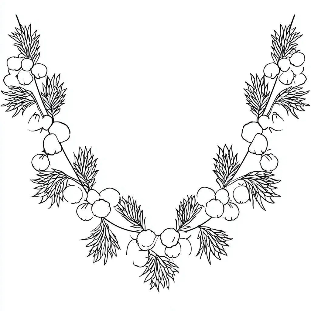 Dibujo de guirnalda navideña de acebo para colorear Dibujo de guirnalda navideña de acebo para colorear