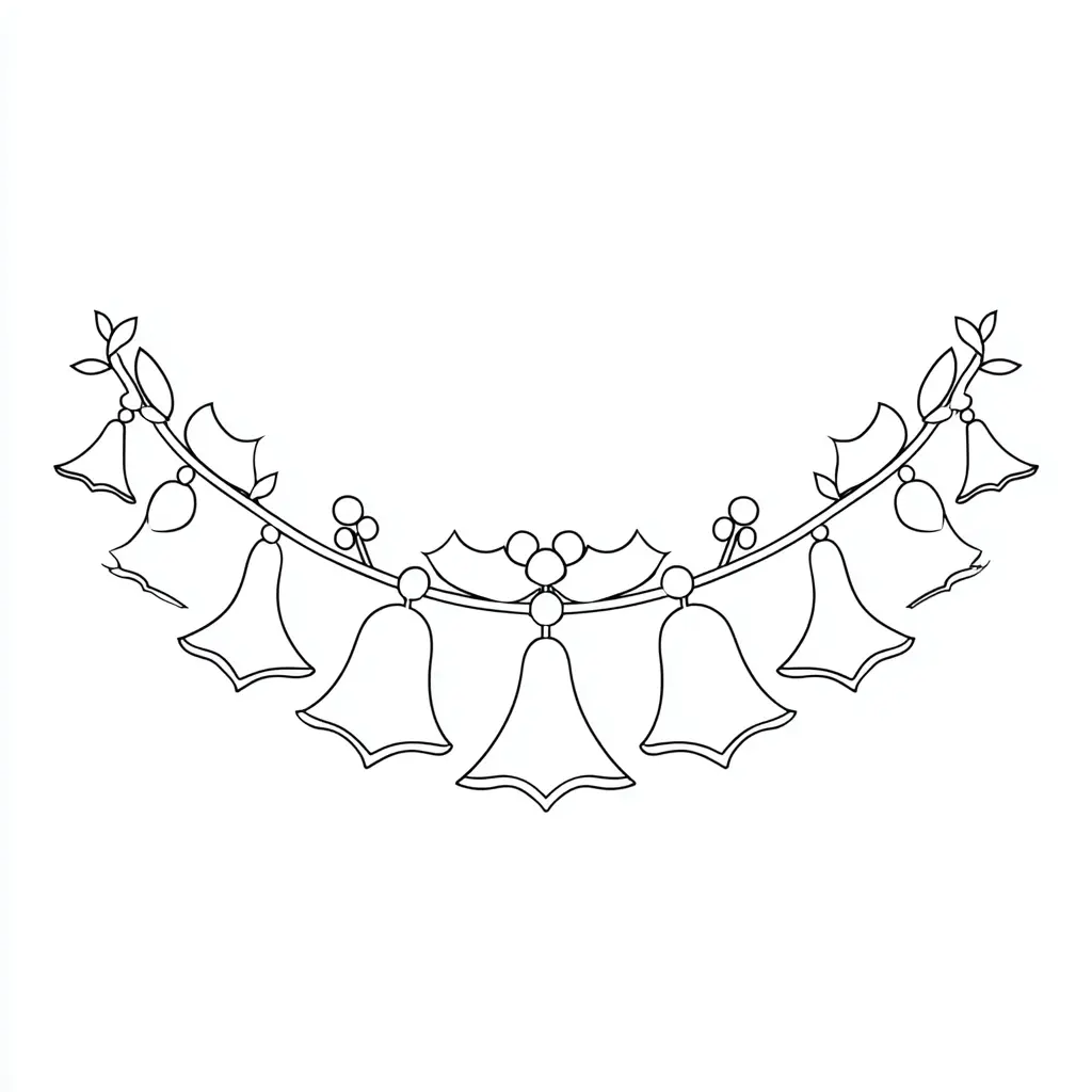 Dibujo de contorno de guirnalda de campanas para colorear Dibujo de contorno de guirnalda de campanas para colorear