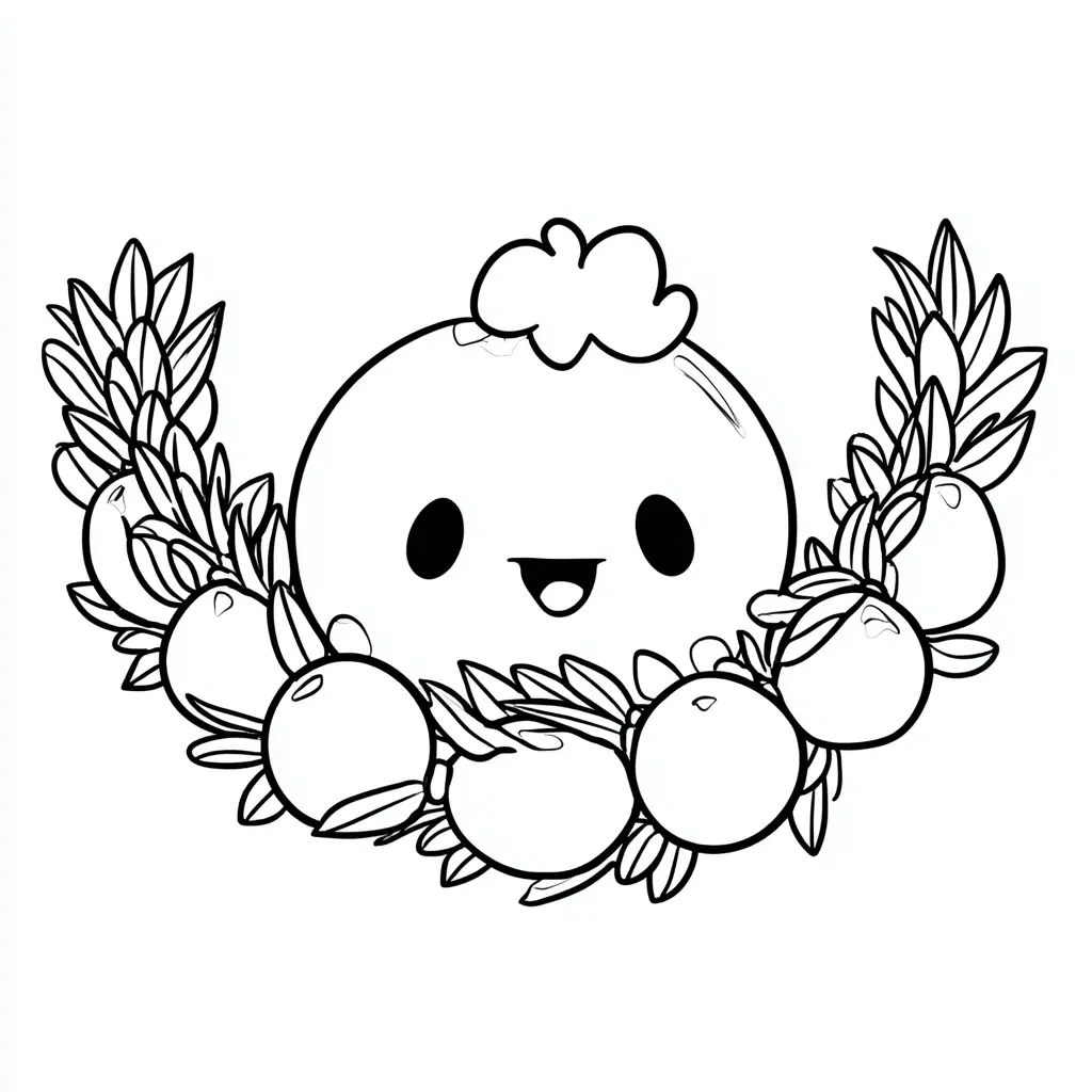 Dibujo de guirnalda kawaii redondita para colorear Dibujo de guirnalda kawaii redondita para colorear