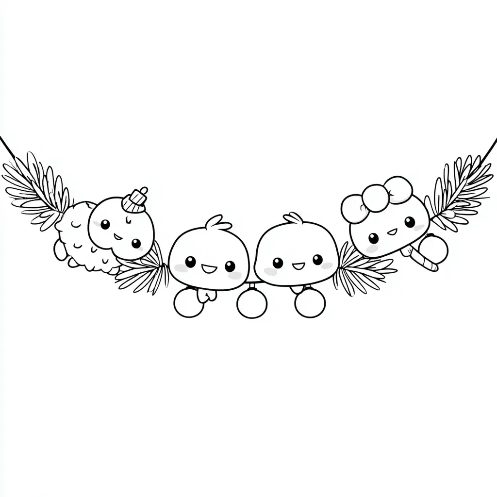 Dibujo de linda guirnalda kawaii para colorear Dibujo de linda guirnalda kawaii para colorear