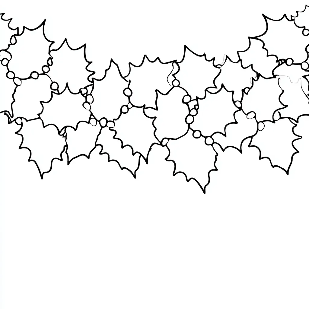 Dibujo de contorno de guirnalda de acebo para colorear Dibujo de contorno de guirnalda de acebo para colorear