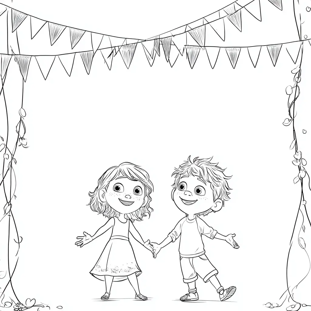 Dibujo de guirnalda de fiesta para colorear Dibujo de guirnalda de fiesta para colorear