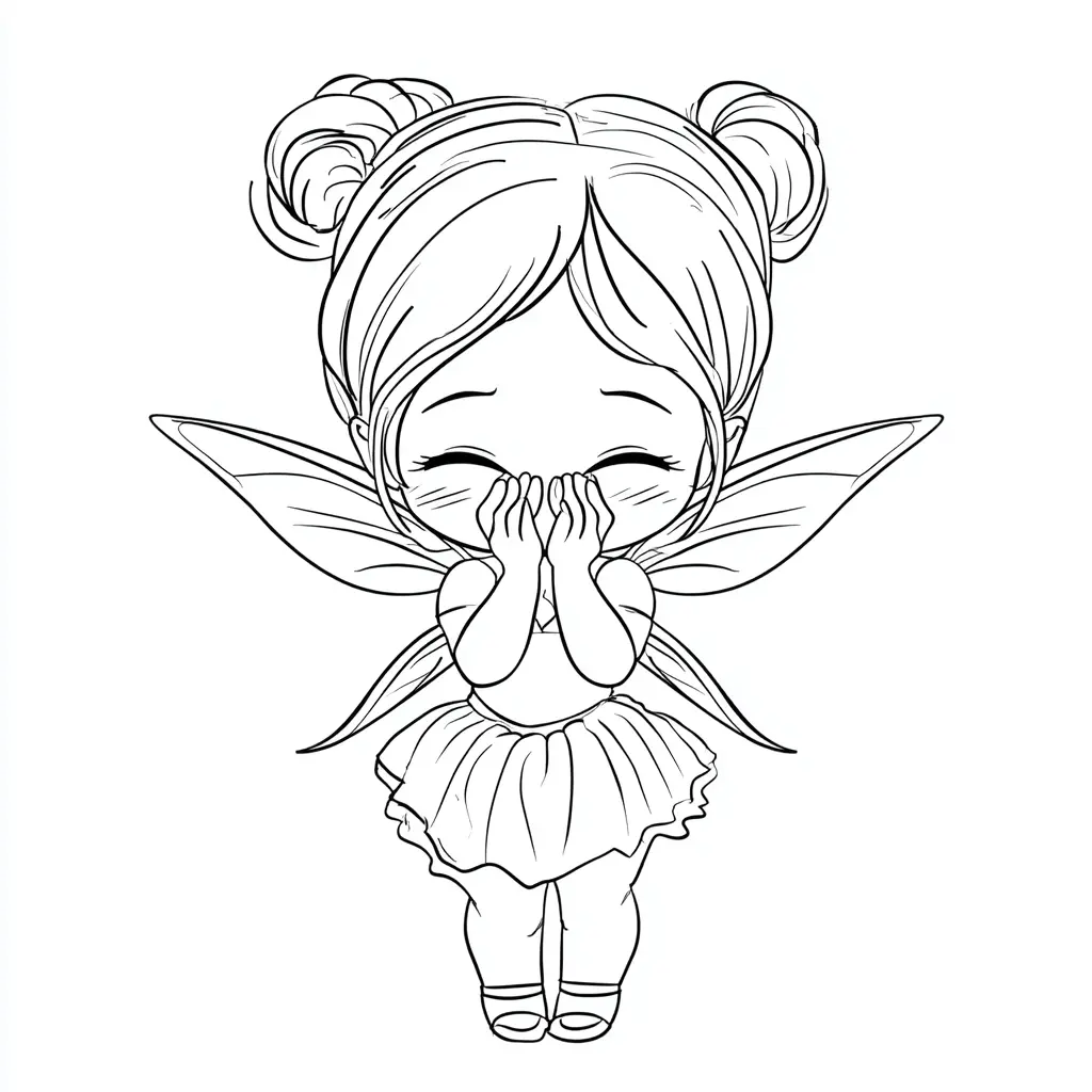 Dibujo de hada de la sonrisa tímida para colorear Dibujo de hada de la sonrisa tímida para colorear