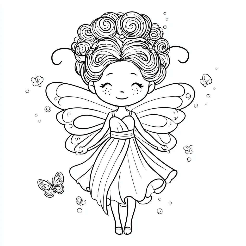 Dibujo de hada mariposa sonriente para colorear Dibujo de hada mariposa sonriente para colorear