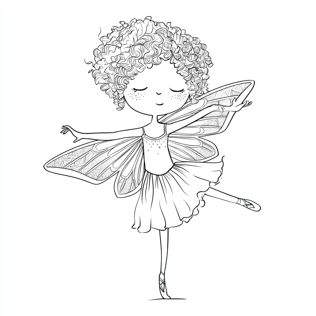 Dibujo de pequeña hada bailarina para colorear Dibujo de pequeña hada bailarina para colorear