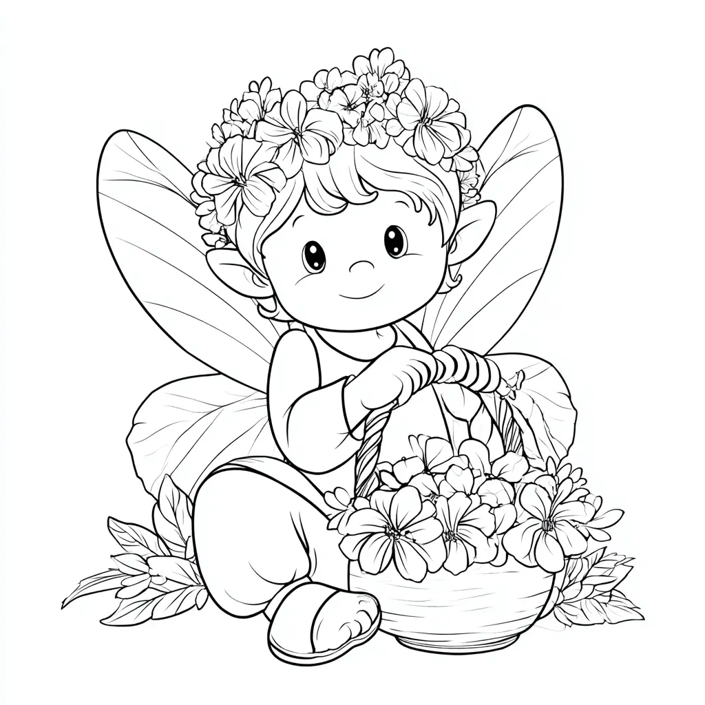 Dibujo de pequeña hada de las flores para colorear Dibujo de pequeña hada de las flores para colorear