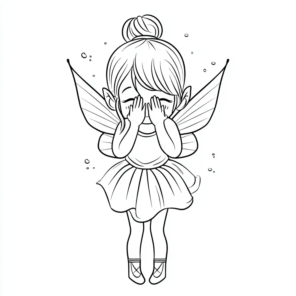 Dibujo de pequeña hada tímida para colorear Dibujo de pequeña hada tímida para colorear