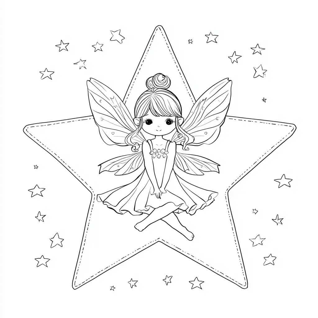Dibujo de hada sueños de estrellas para colorear Dibujo de hada sueños de estrellas para colorear