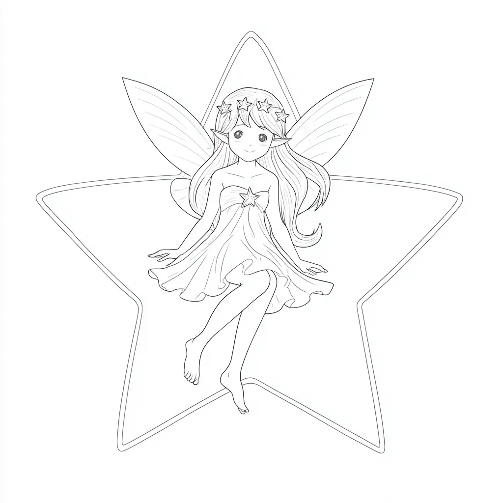 Dibujo de hada estrella de luz para colorear Dibujo de hada estrella de luz para colorear