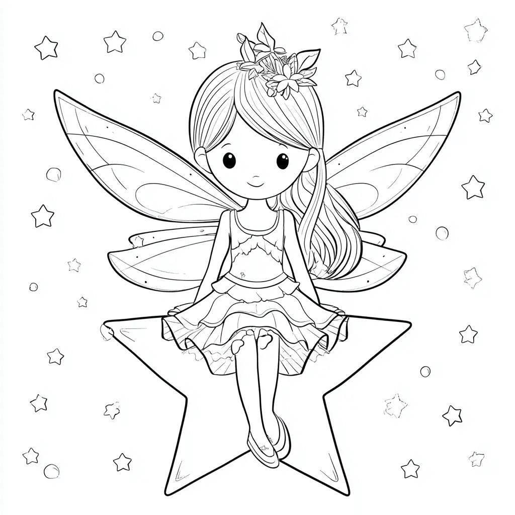 Dibujo de hada de cabello mágico para colorear Dibujo de hada de cabello mágico para colorear