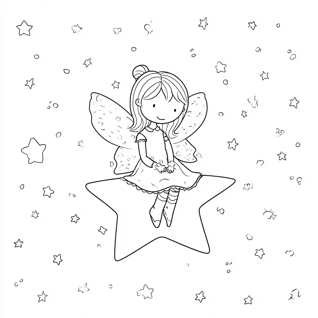Dibujo de hada de las estrellas para colorear Dibujo de hada de las estrellas para colorear