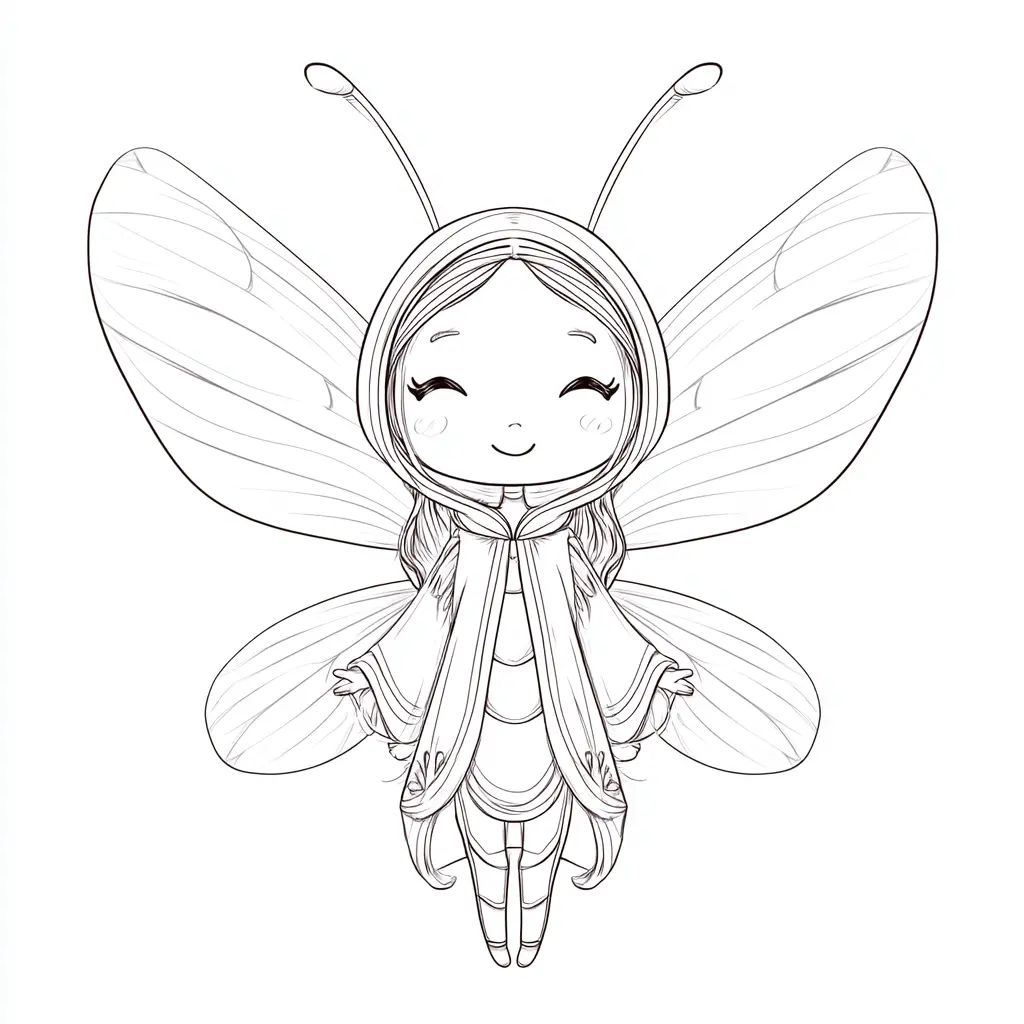 Dibujo de hada mariposa feliz para colorear Dibujo de hada mariposa feliz para colorear