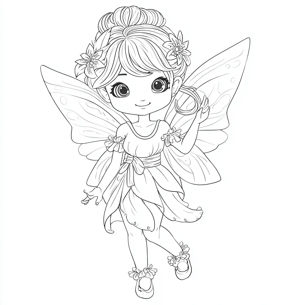Dibujo de hada encantadora para colorear Dibujo de hada encantadora para colorear