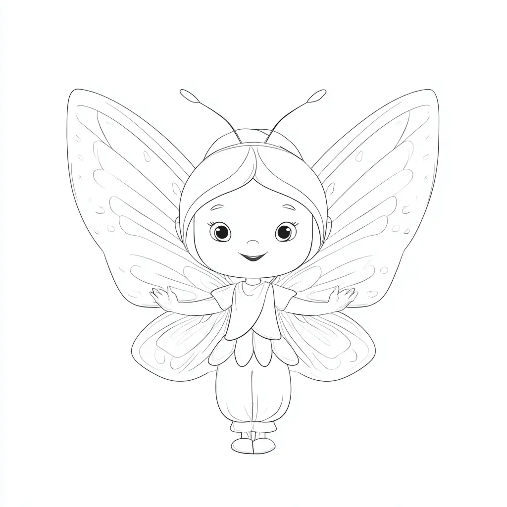 Dibujo de pequeña hada mariposa para colorear Dibujo de pequeña hada mariposa para colorear