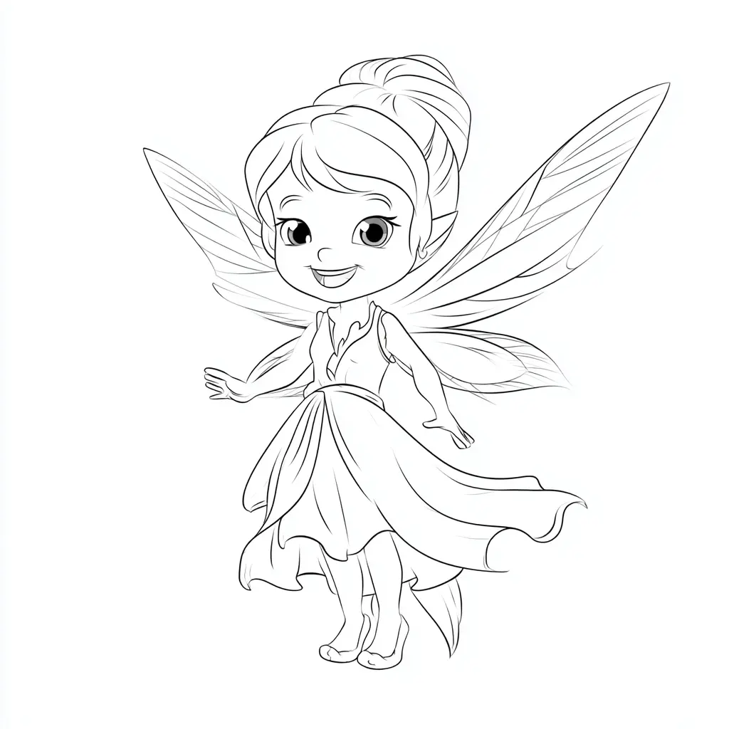 Dibujo de hada con alas para colorear Dibujo de hada con alas para colorear