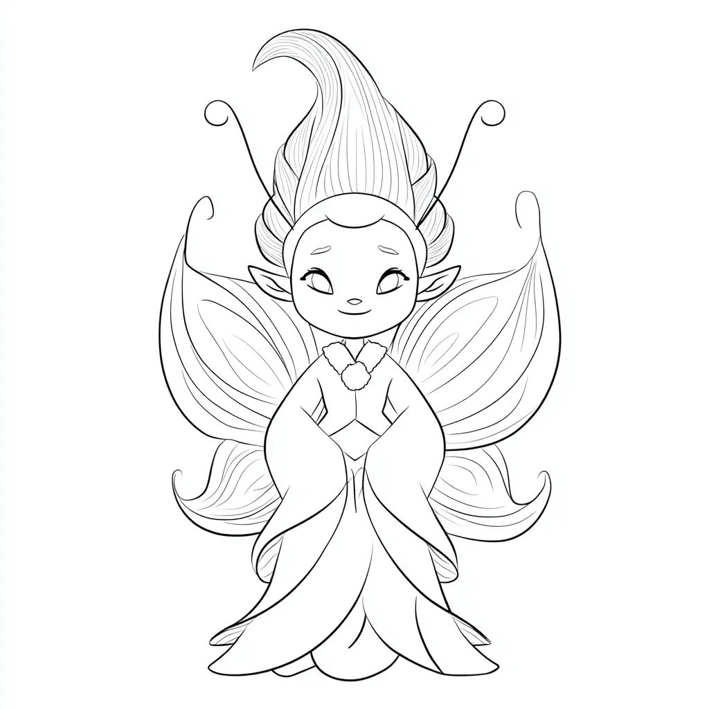 Dibujo de hada de pétalos para colorear