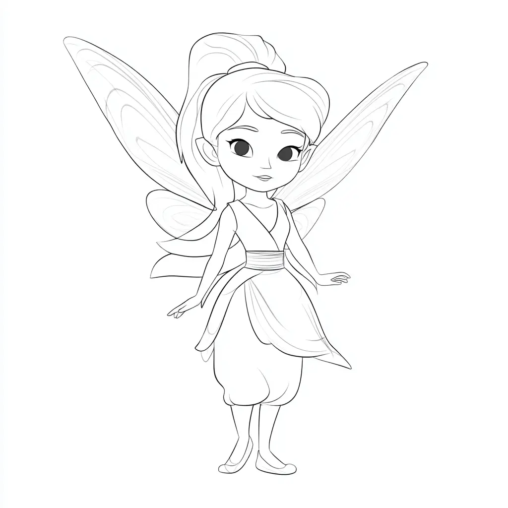 Dibujo de hada con estilo para colorear Dibujo de hada con estilo para colorear