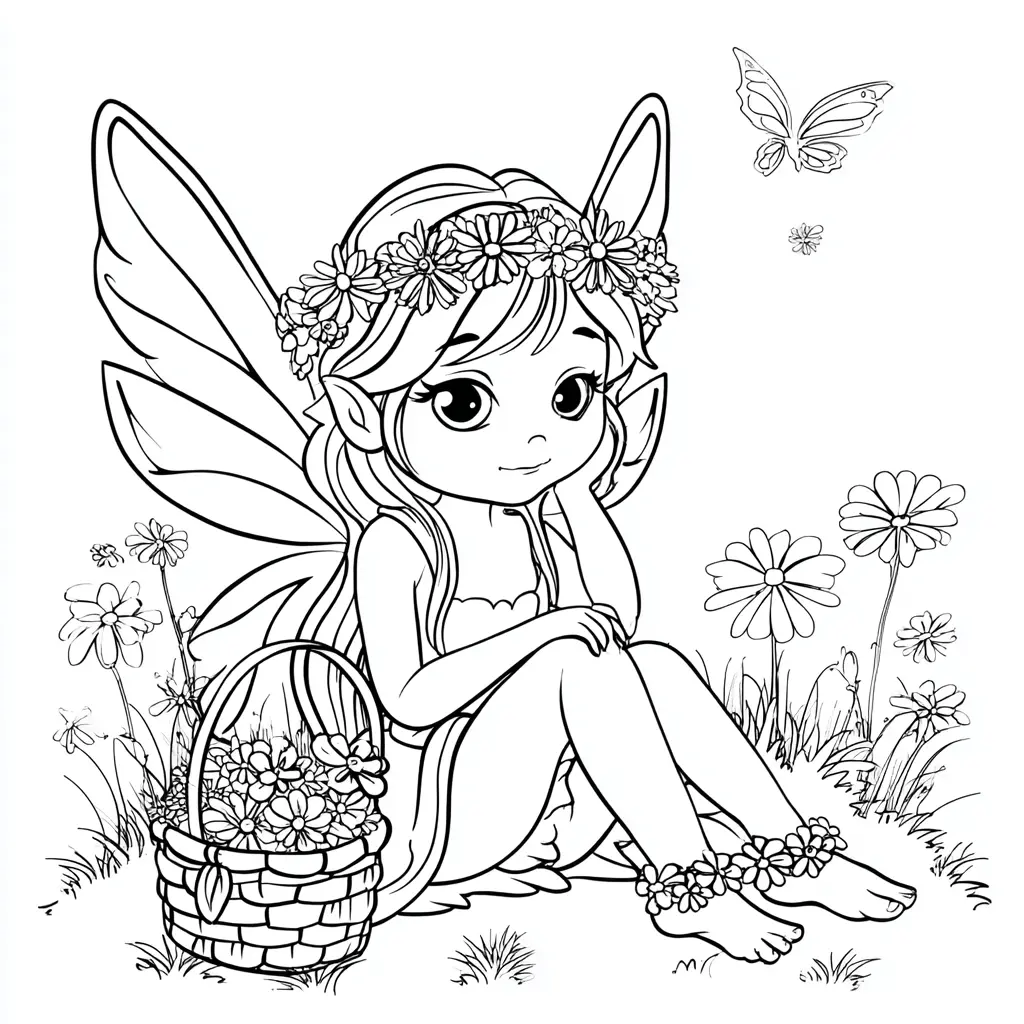 Dibujo de hada de las flores para colorear Dibujo de hada de las flores para colorear