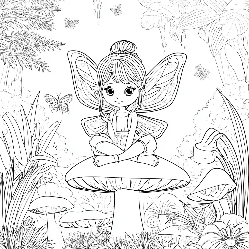 Dibujo de hada del bosque para colorear Dibujo de hada del bosque para colorear