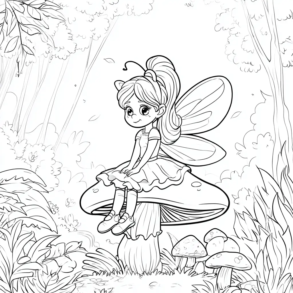Dibujo de hada con antenita para colorear Dibujo de hada con antenita para colorear