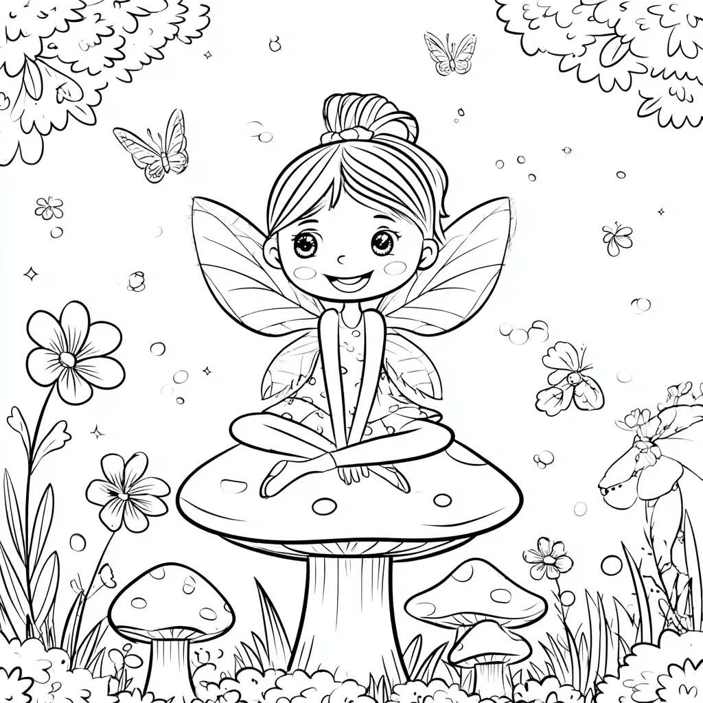 Dibujo de el hada feliz del bosque para colorear Dibujo de el hada feliz del bosque para colorear